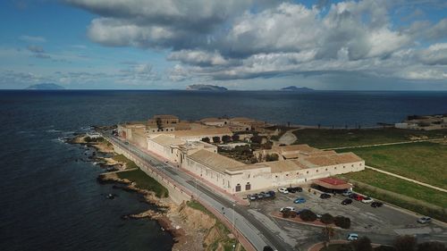 High angle view of sea against sky
