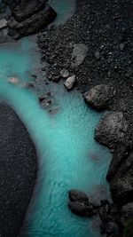 High angle view of rocks on beach