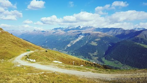 Scenic view of mountains against sky