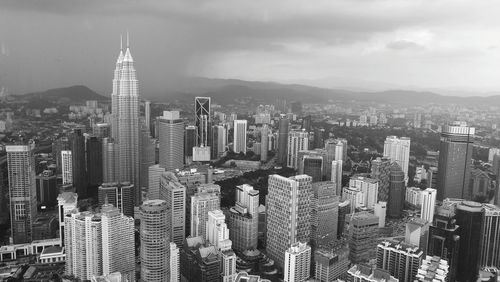 High angle view of buildings in city