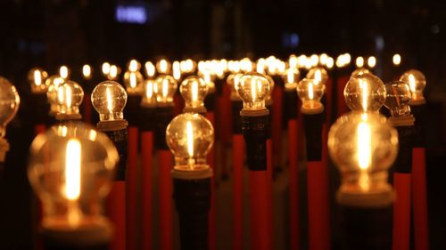 Close-up of illuminated candles