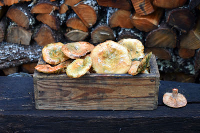 Close-up of bread on cutting board