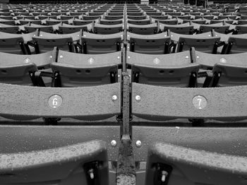 High angle view of empty seats