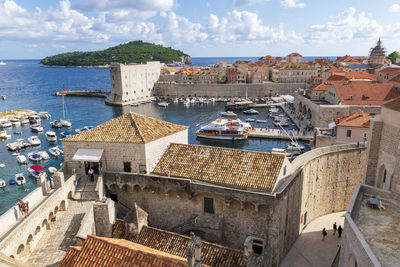 View of dubrovnik harbour and city walls