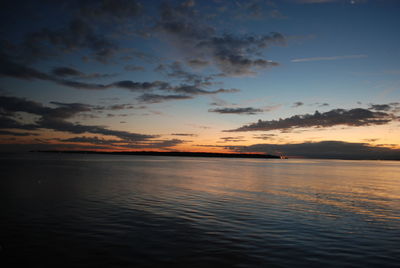 Scenic view of sea against dramatic sky