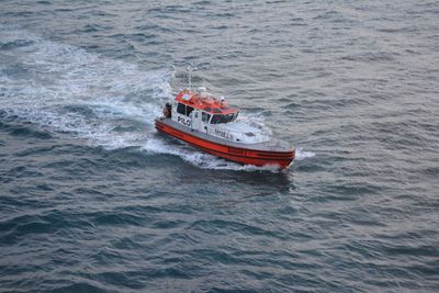 Boat sailing in sea