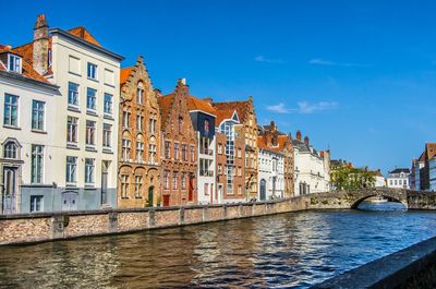 Canal and houses with triangle shaped roof