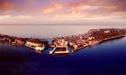 Panoramic view of sea against sky at sunset