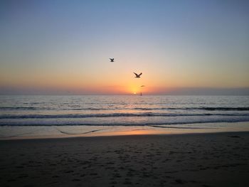 Scenic view of sunset over sea