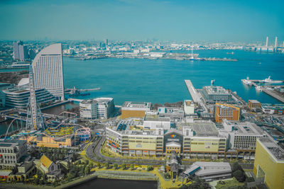 High angle view of cityscape against sky