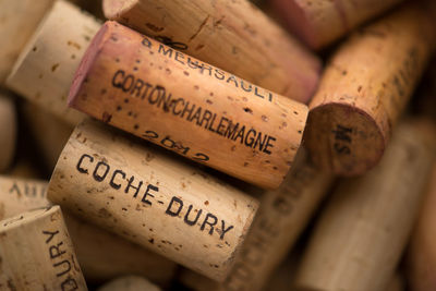 Close-up of corks
