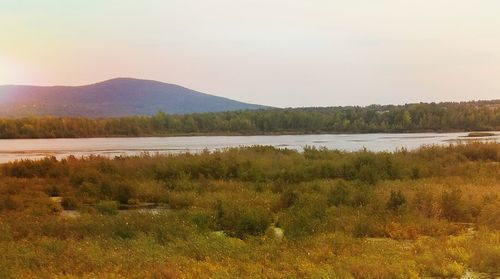 Scenic view of lake against sky