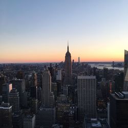 View of cityscape at sunset