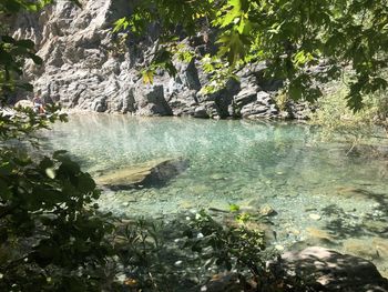 Scenic view of water flowing through rocks