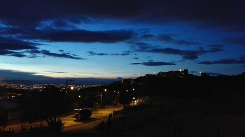 View of illuminated cityscape at night