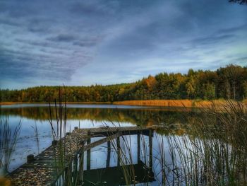 Scenic view of lake against sky