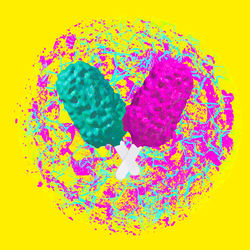 Close-up of multi colored art against yellow background