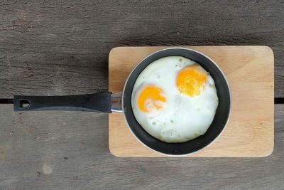 High angle view of breakfast on table