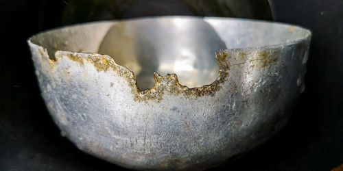 High angle view of bread in container on table