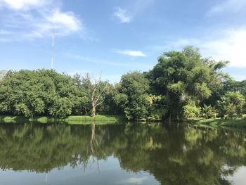 Scenic view of lake against sky