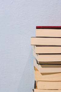 Close-up of stack of books