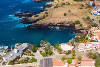 High angle view of swimming pool at beach