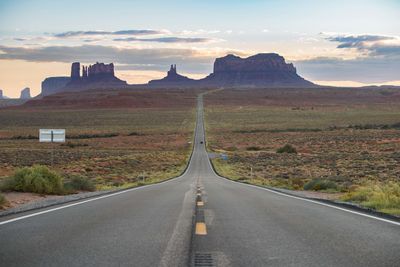 Empty road in the middle of the desert