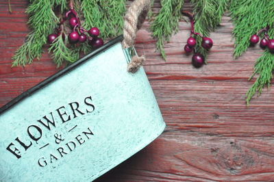 Close-up of christmas decorations on table