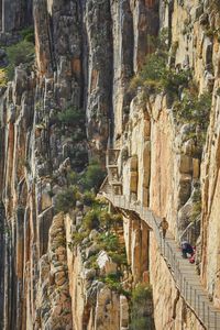 Hiking trail on rocky cliff