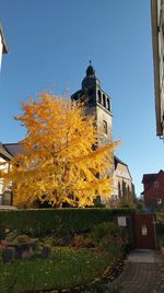 Historic building against sky during autumn