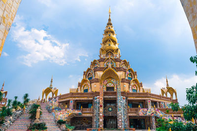 Low angle view of temple against building