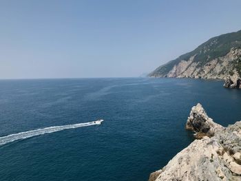 Scenic view of sea against clear sky