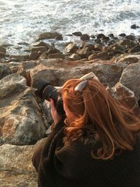 Rock formation in sea