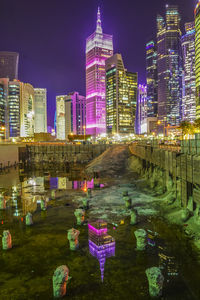 Illuminated city at night
