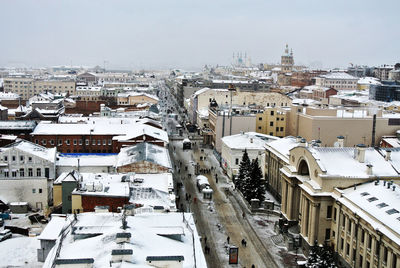 High angle view of cityscape against sky