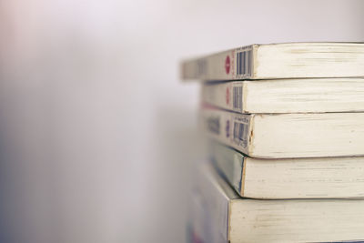 Stack of books on table