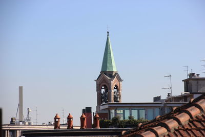 Low angle view of built structure against clear sky