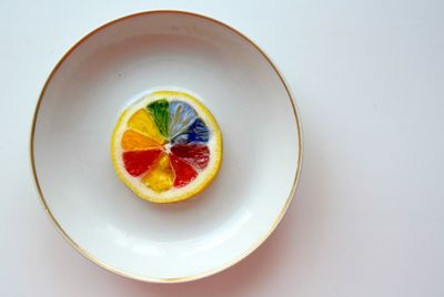 Directly above shot of fruits served in plate