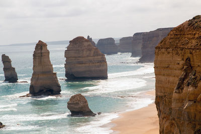 View of headlands in calm sea