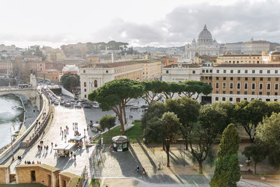 High angle view of roads in rome and vatican 