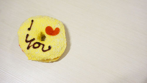 Close-up of heart shape on table