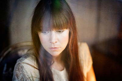 Close-up of a girl looking away