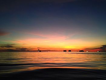 Scenic view of sunset over sea