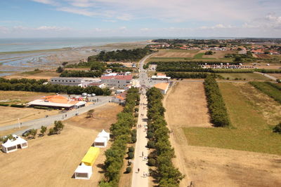 High angle view of landscape against sky