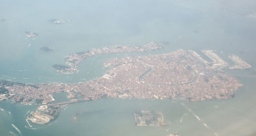 High angle view of island amidst sea