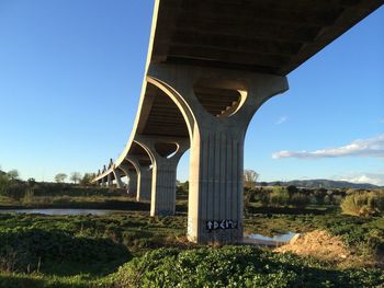 Low angle view of bridge against sky