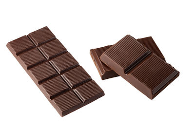 Close-up of chocolate cake against white background