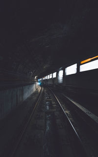 View of railroad tracks in tunnel