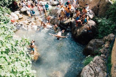 People standing on rocks