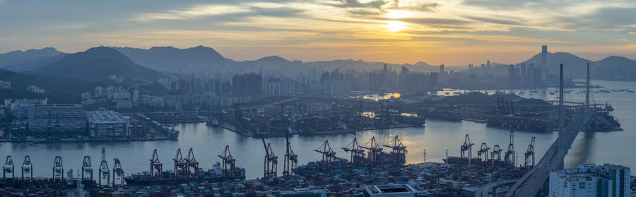 Stonecutters bridge and container port